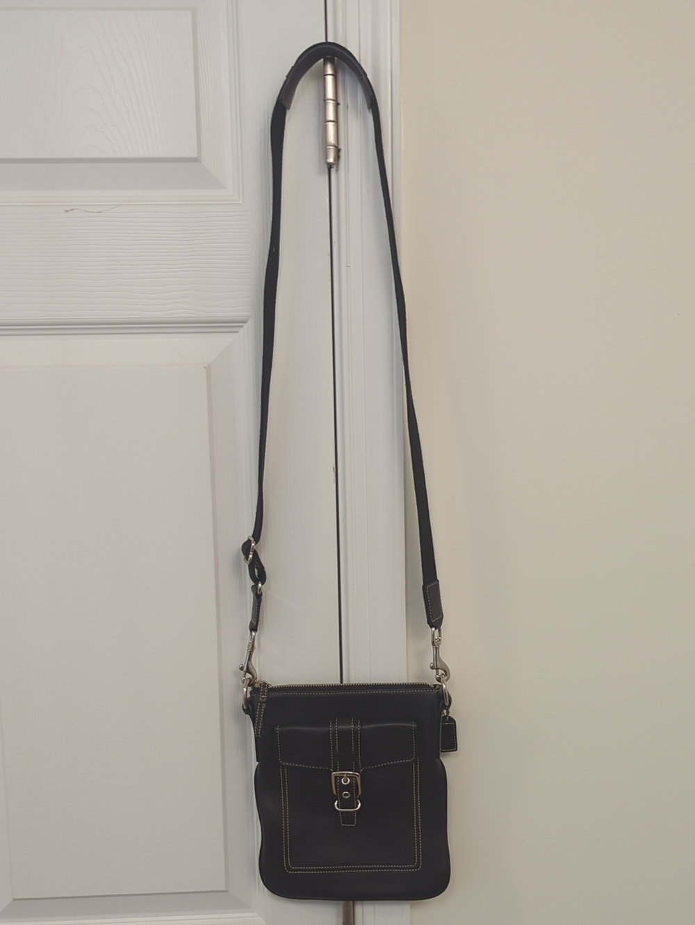 Coach Black Leather Small Buckle Crossbody Bag